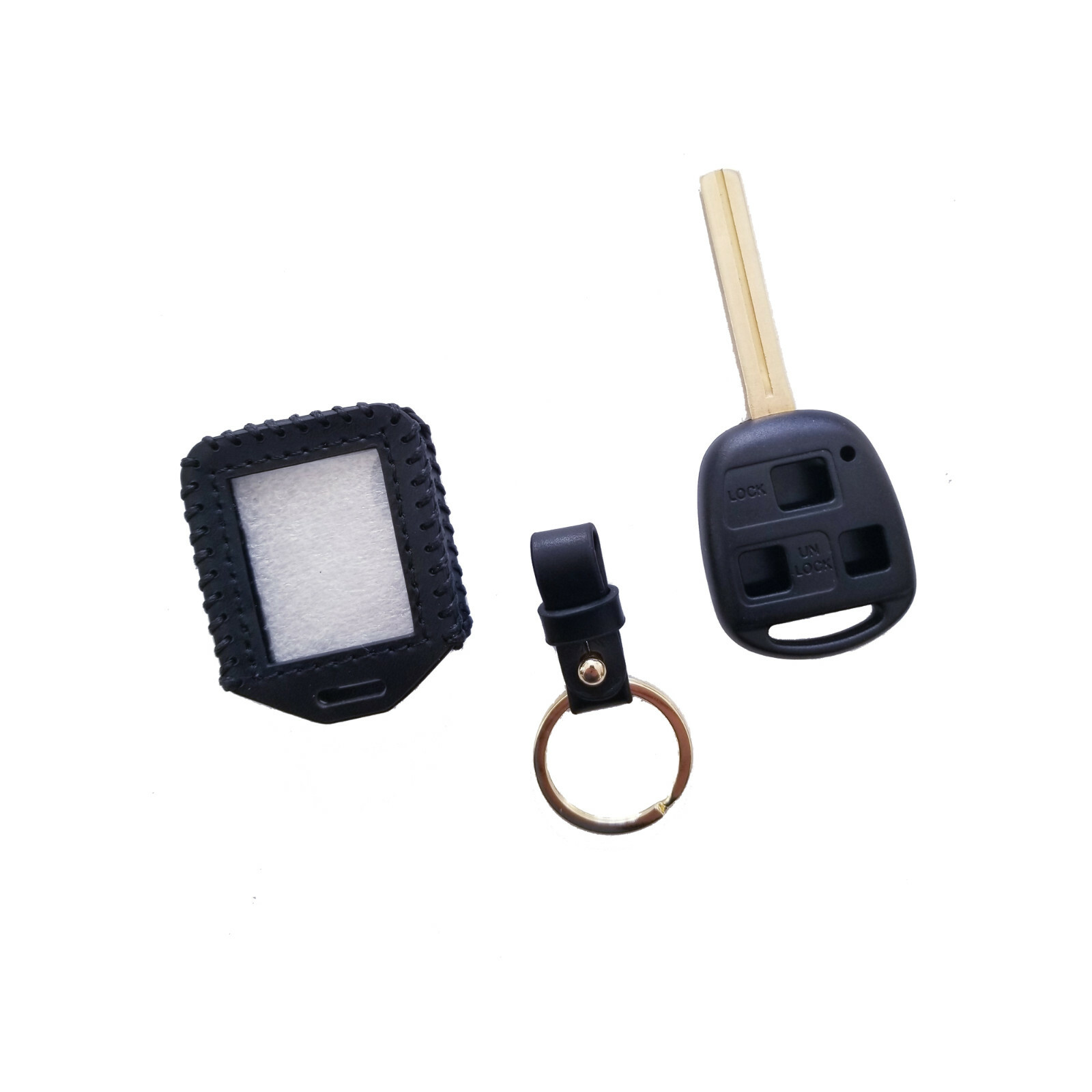 Universal car key fob remote cover leather case holder for broken car key ring S