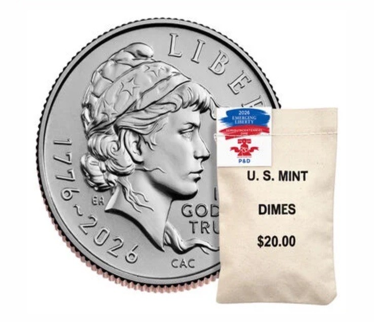 2026 Semiquincentennial P & D Emerging Liberty Dime 200 Count Bag. Sealed box