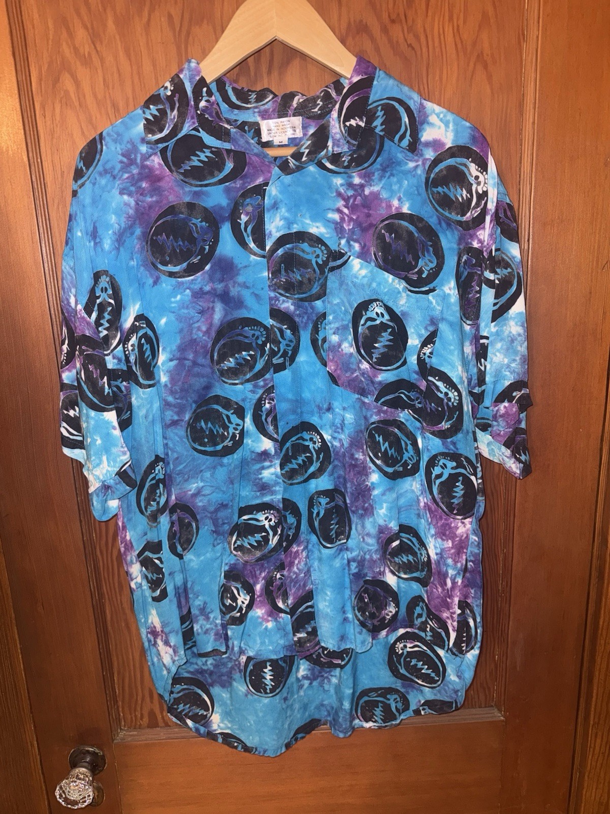‘94 GRATEFUL DEAD STEAL YOUR FACE CASUAL BUTTON DOWN Size Medium Vintage Tie Dye