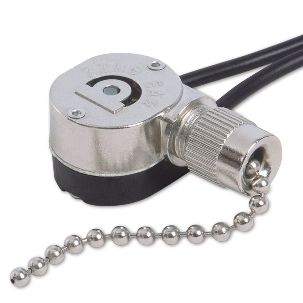 Ceiling Fan Light Switch ZE-109m Metal Pull Chain Switch,Two Wire Nickel