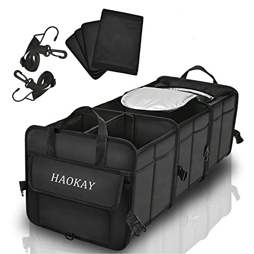 Durable Car Trunk Organizer with Premium 3 Compartments with Reflective Strip