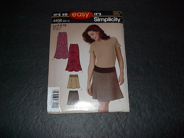 Simplicity Pattern 4406 Misses' Chic Skirt in Two Lengths  8 ~ 18  Uncut