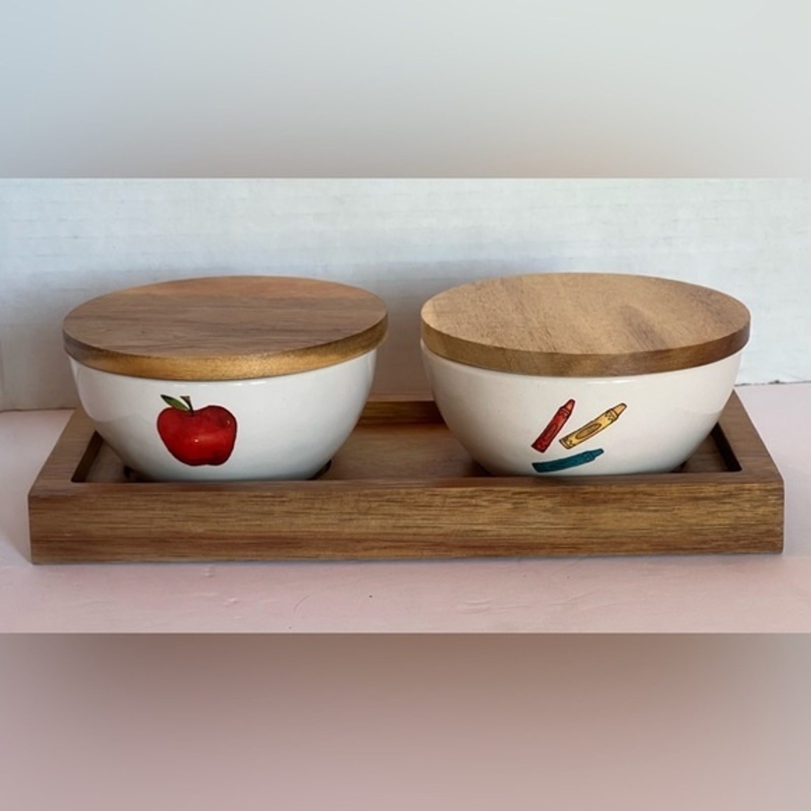 Rae Dunn Create & Inspire Set of 2 Pinch Bowl Set With Tray & Lids Arts & Crafts