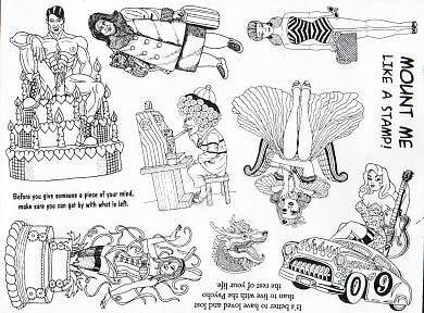 Unmounted Rubber Stamp Plate, Unmounted/Uncut Pink Rubber Stamps