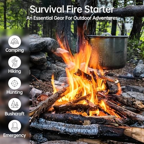 Ferro Rod Fire Starter, Survival Flint and Steel Fire Starter Kit Black Walnut