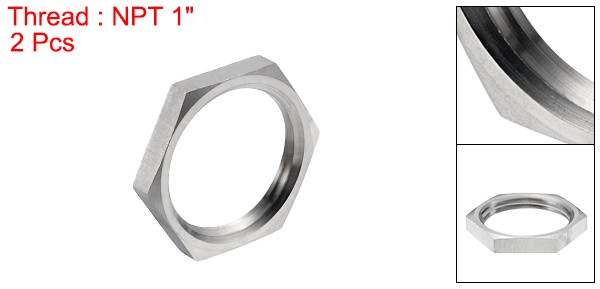 2Pcs Cast Pipe Fitting Hex Locknut 304 Stainless Steel Hex Lock Nut NPT 1"