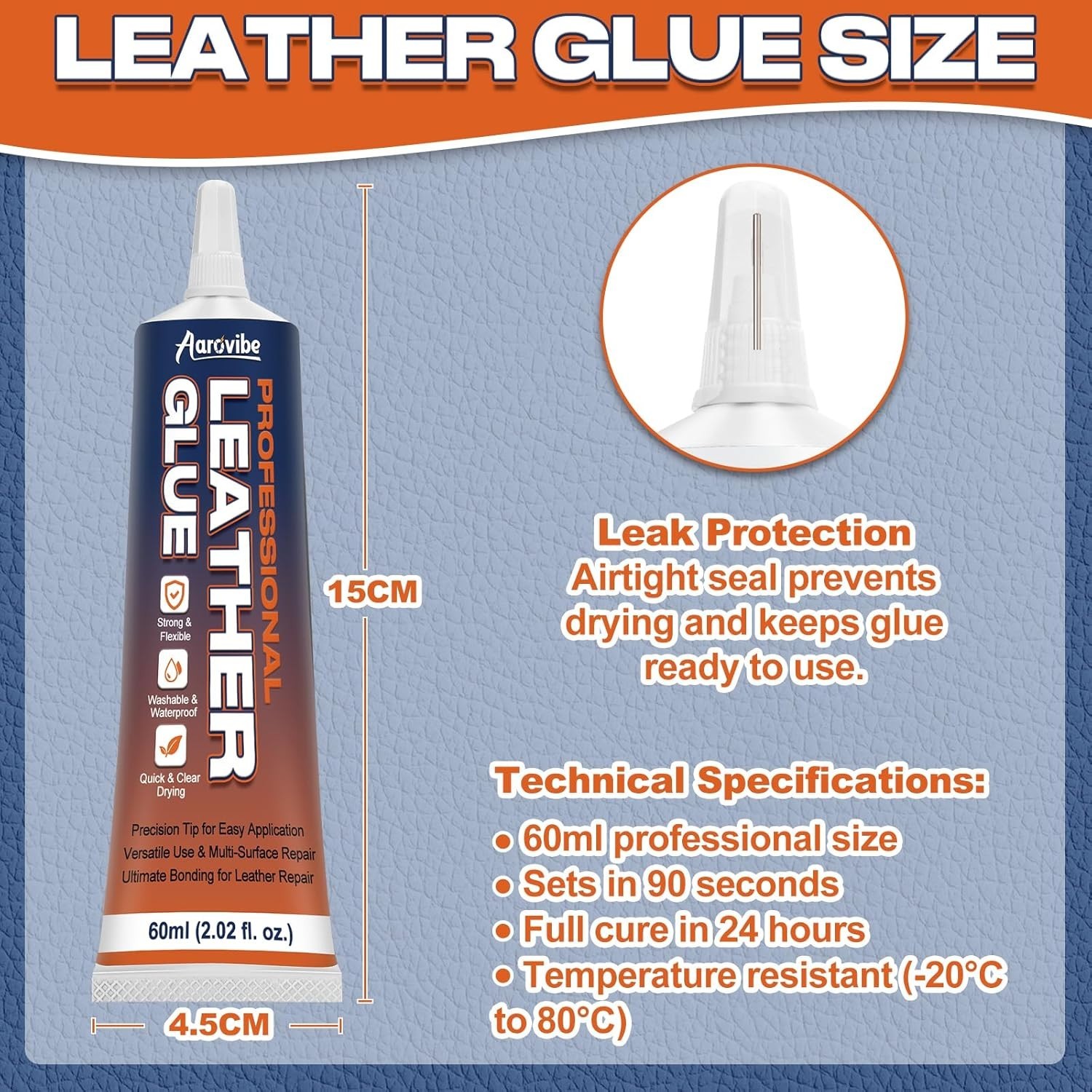 Leather Glue, 60ml Strong & Flexible Leather Adhesive – Waterproof, Quick-Dry &