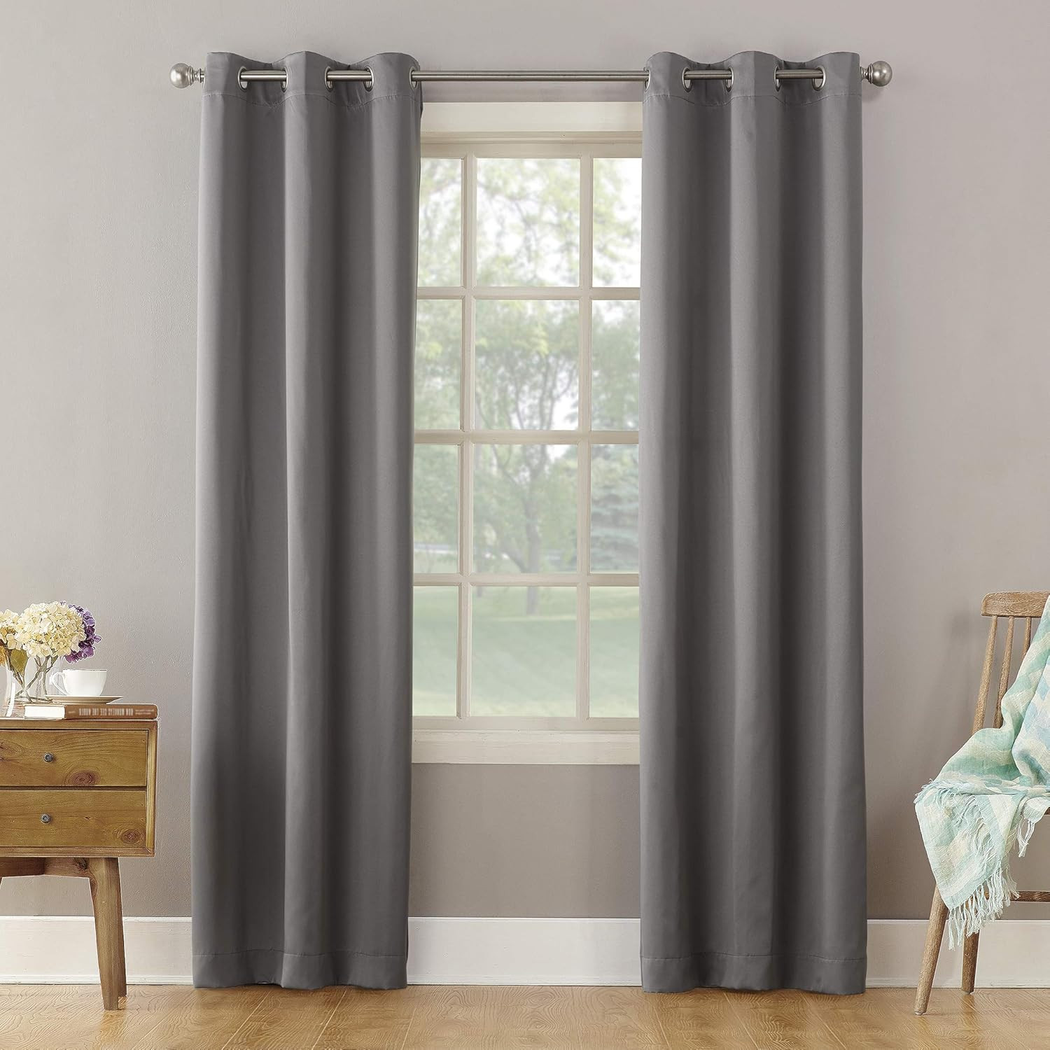Becca Energy Efficient Grommet Curtain Panel, 40" X 84", Gray