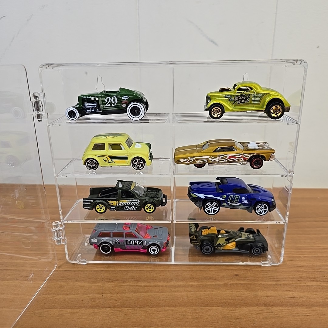 Clear Acrylic Display Case 1:64 Scale Diecast Cars INCLUDING Mix V of CARS x 8