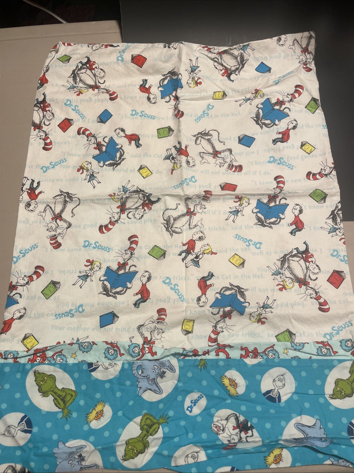 Handmade Pillow Case Pillowcase Dr. Seuss The Cat In The Hat Thing 1 2 Grinch