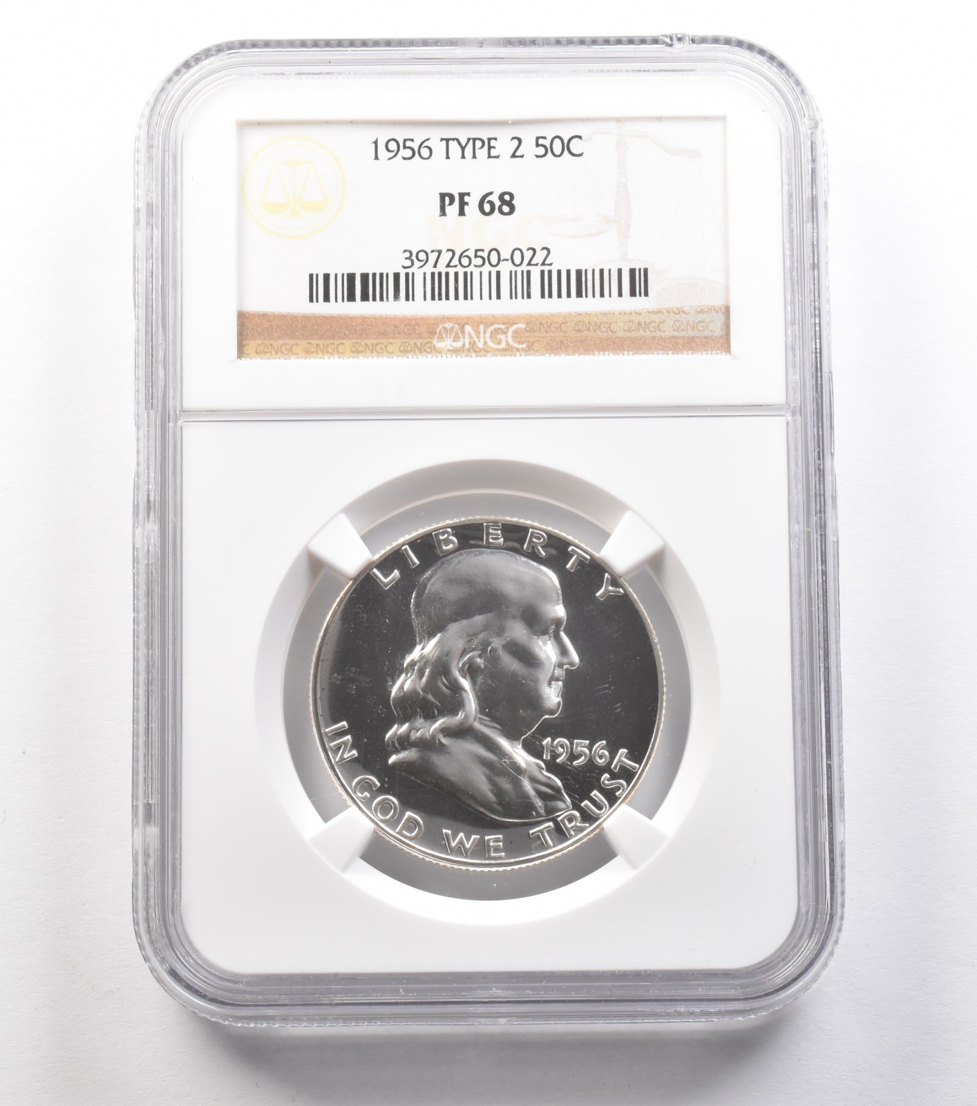 1956 Franklin Half Dollar Type 2 PF68 NGC *0929