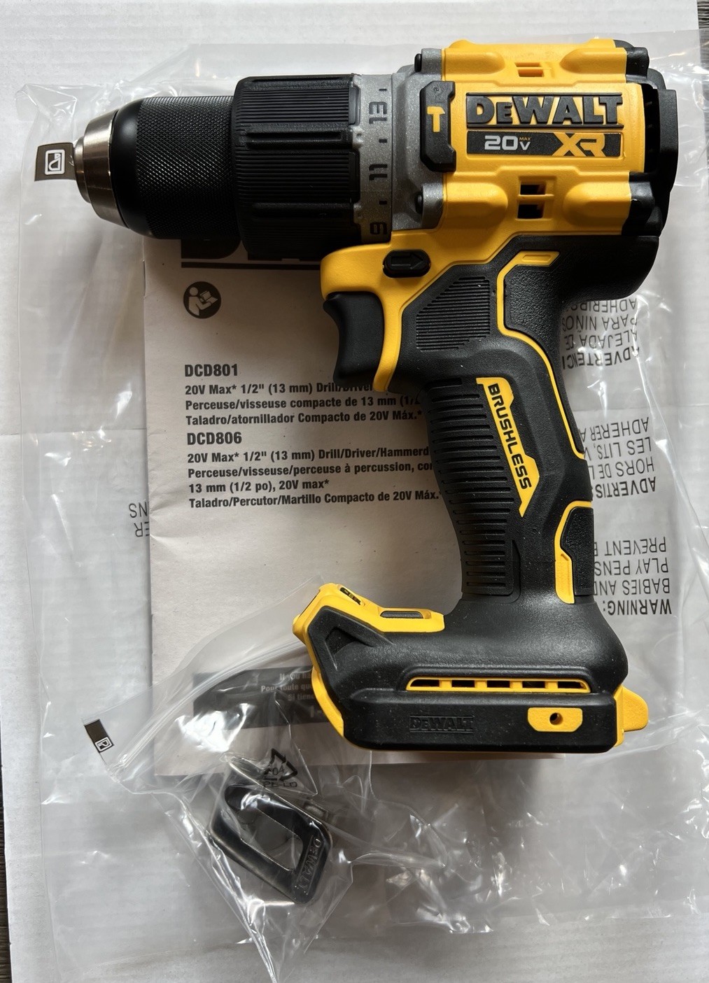 Dewalt DCD806B 20V Max XR 1/2" 2 Speed Brushless Hammer Drill Driver Li-ion