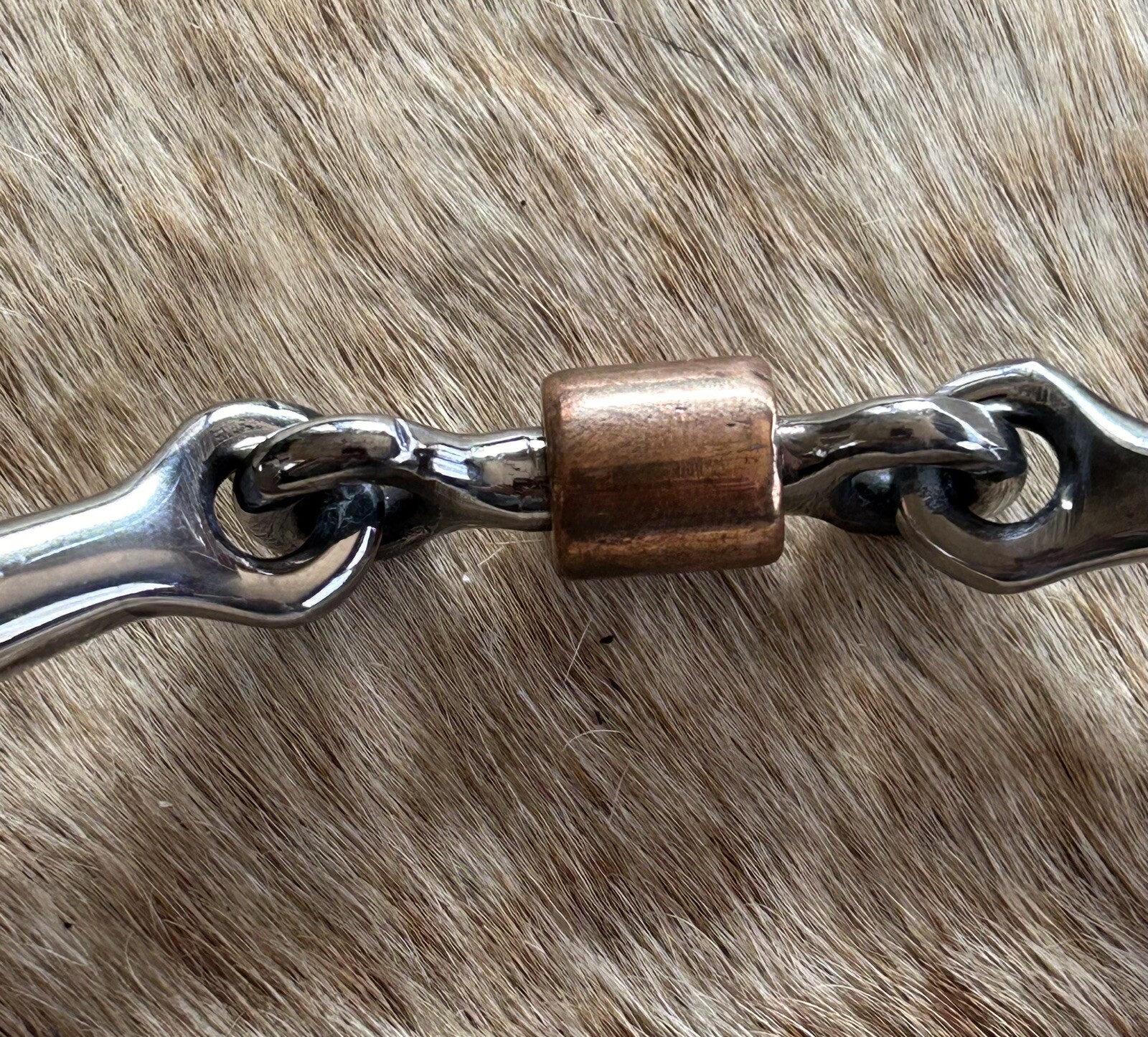 Short Shank 5” Dogbone Mouth Copper Roller Snaffle Horse Bit