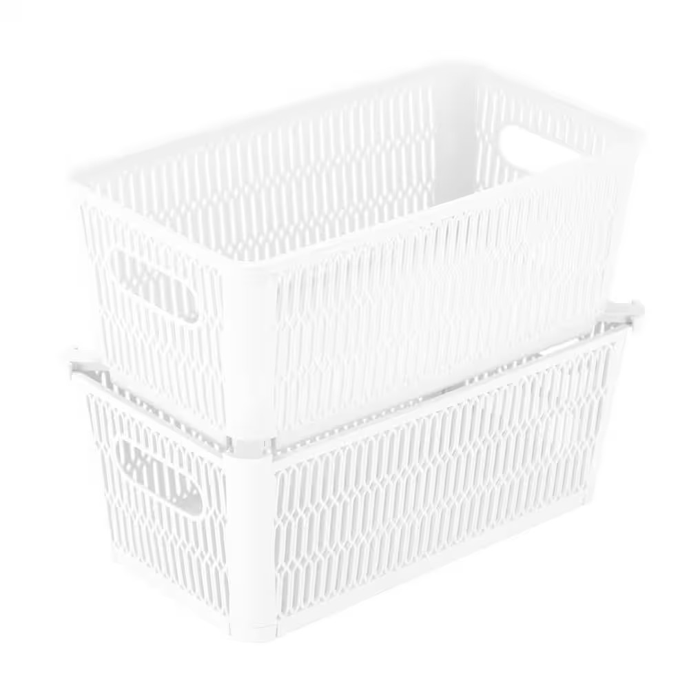 11.4 In. L X 6.5 In. W X 4.5 In. H 2 Pack Slide 2 Stack It Small Storage Tote Ba