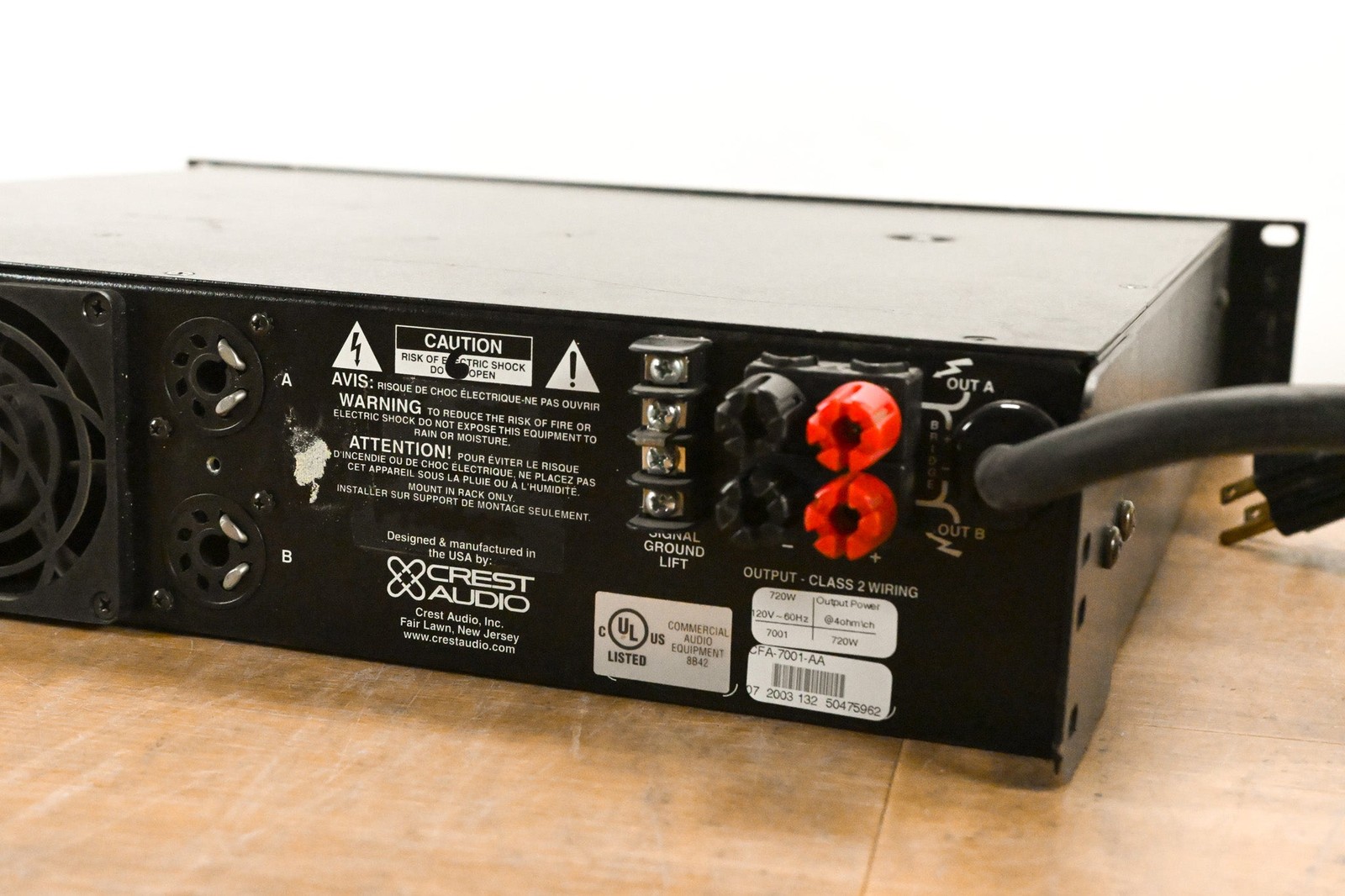 Crest Audio 7001 2-Channel Power Amplifier CG011TB