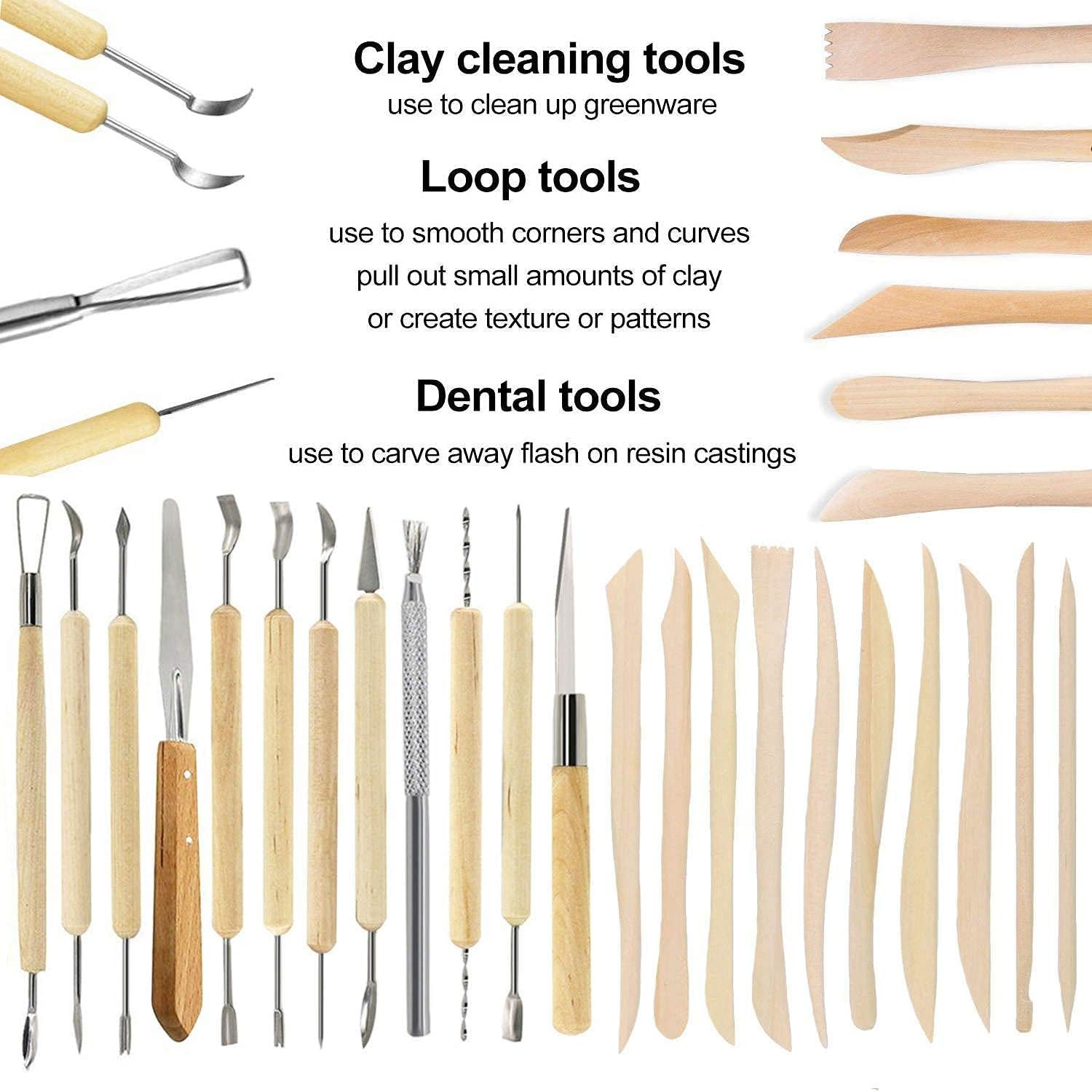 57PCS Ceramic Clay Tools Set with Plastic Case Modeling Pottery Sculpting Tools
