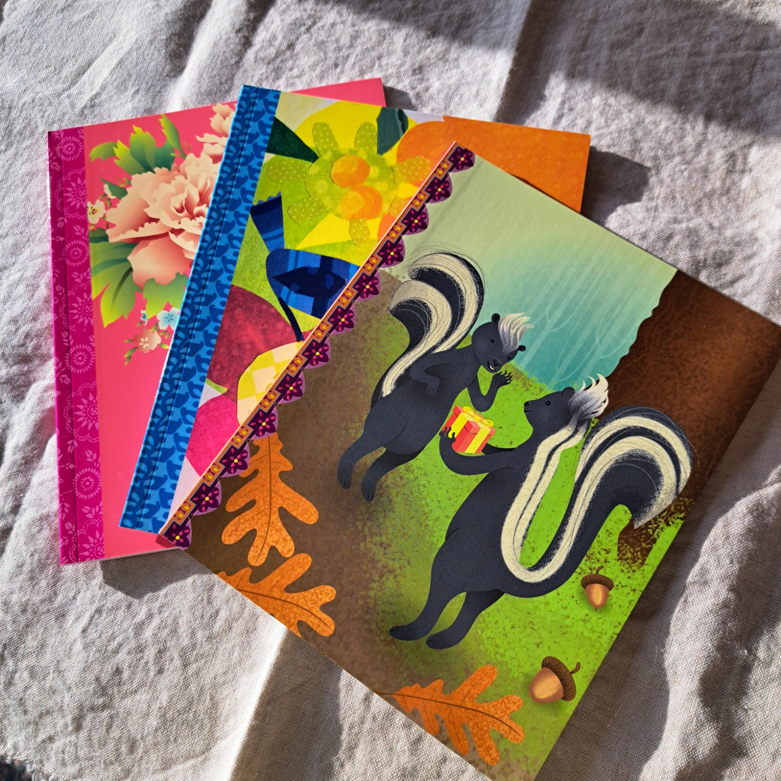 EeBoo Big Book Lot of 3 Notebooks 6.5 X 8.25 Lined Skunk Floral Bird
