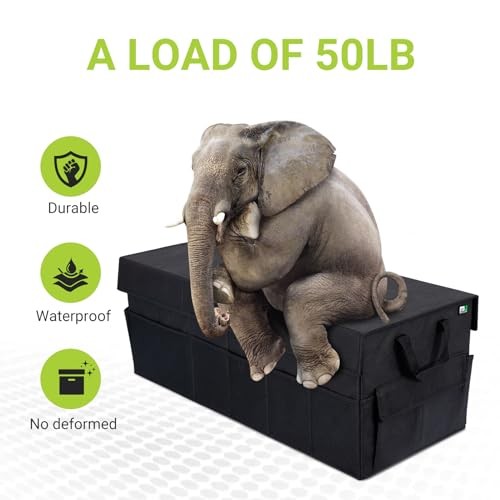 Trunk Organizer with Lid, 72L Large Capacity Car Organizer, Extra Large Black
