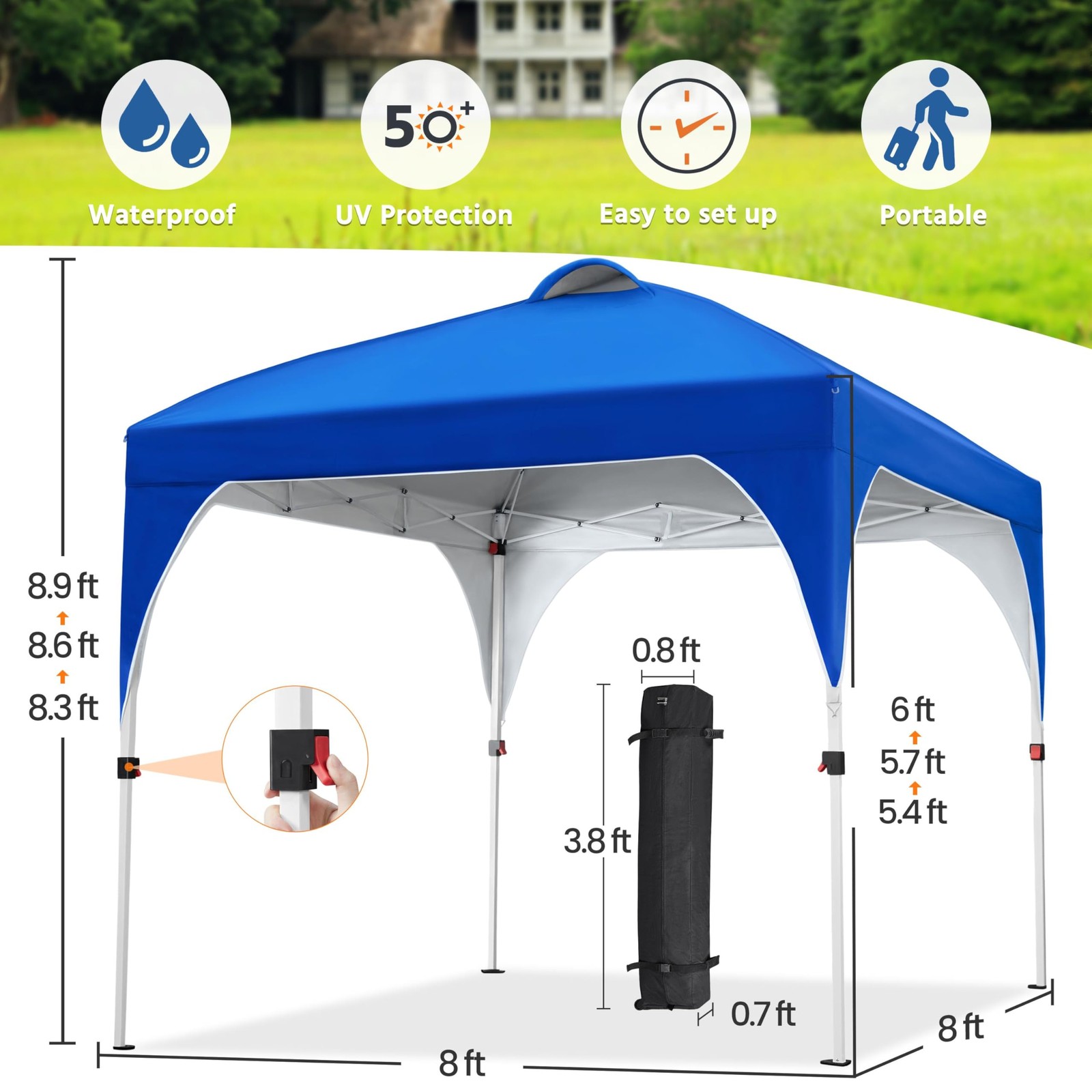 Yaheetech 8x8 Pop Up Canopy Tent w/ Vent, Easy Setup, Instant Sun Shelter