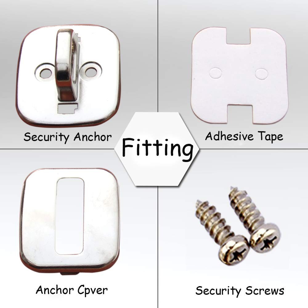 Security Anchor Base Plate For Keyed Combination Cable Locks Desk Mount