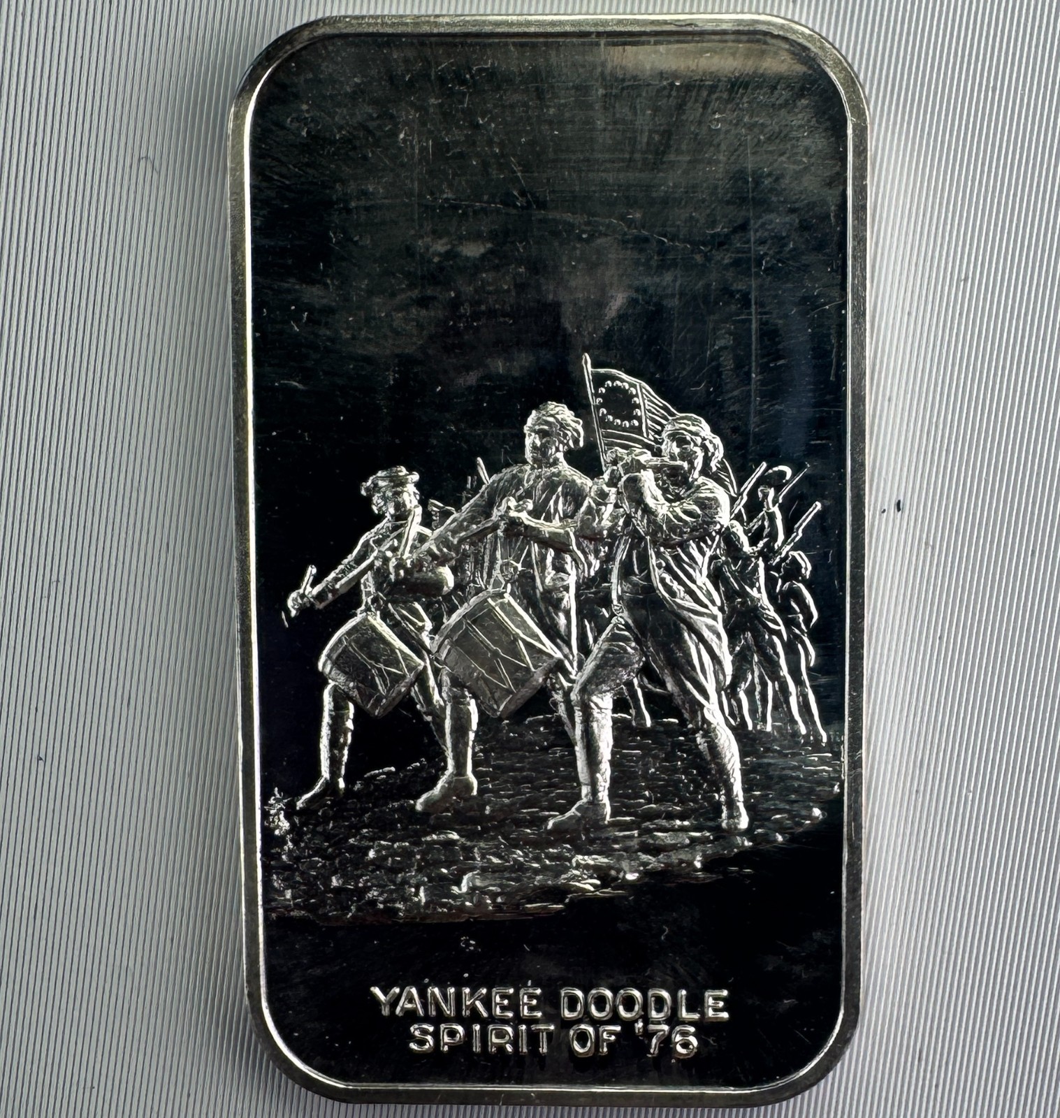 Yankee Doodle Spirit of 76 One Oz .999 Fine Silver Art Bar USC Mint with Sleeve