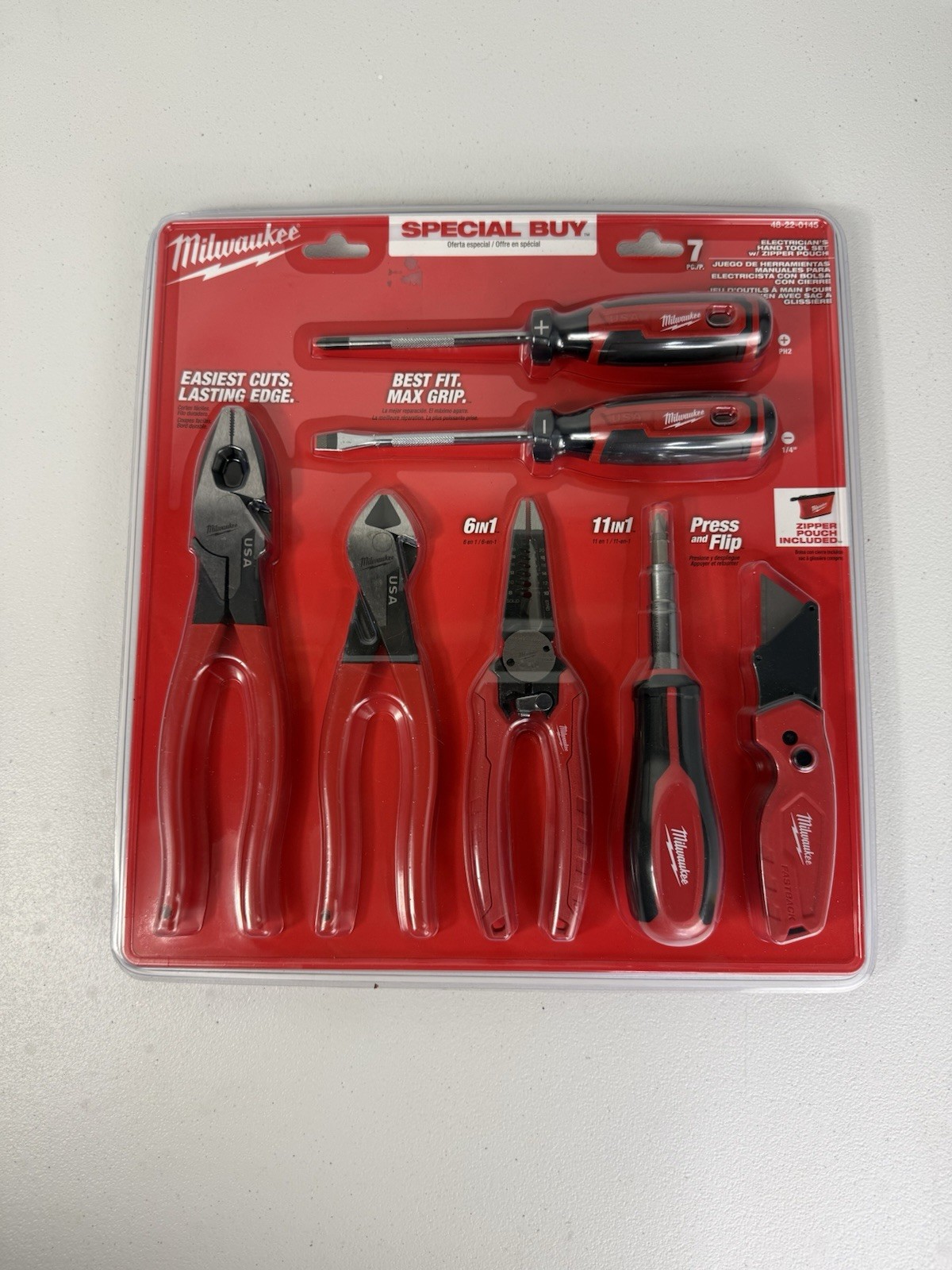 NEW 7-pc Milwaukee Electrician's Hand Tool Set With Pouch # 48-22-0145 FREE SHIP