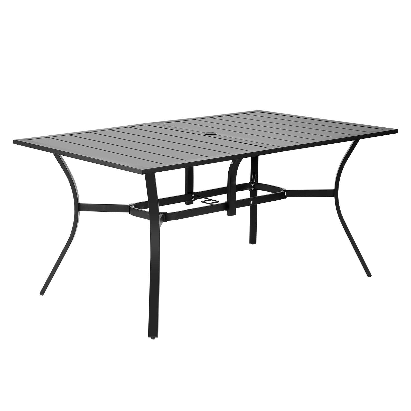 Uimoso Outdoor Rectangular Metal Dining Table for Garden Seating of 6