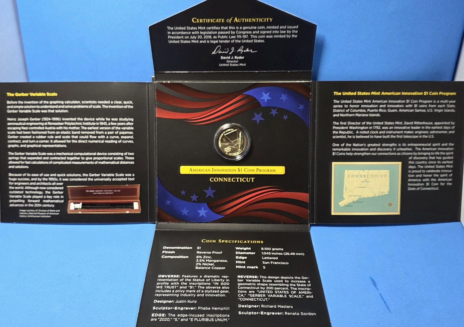 2020 S American Innovation $1 Reverse Proof - Connecticut