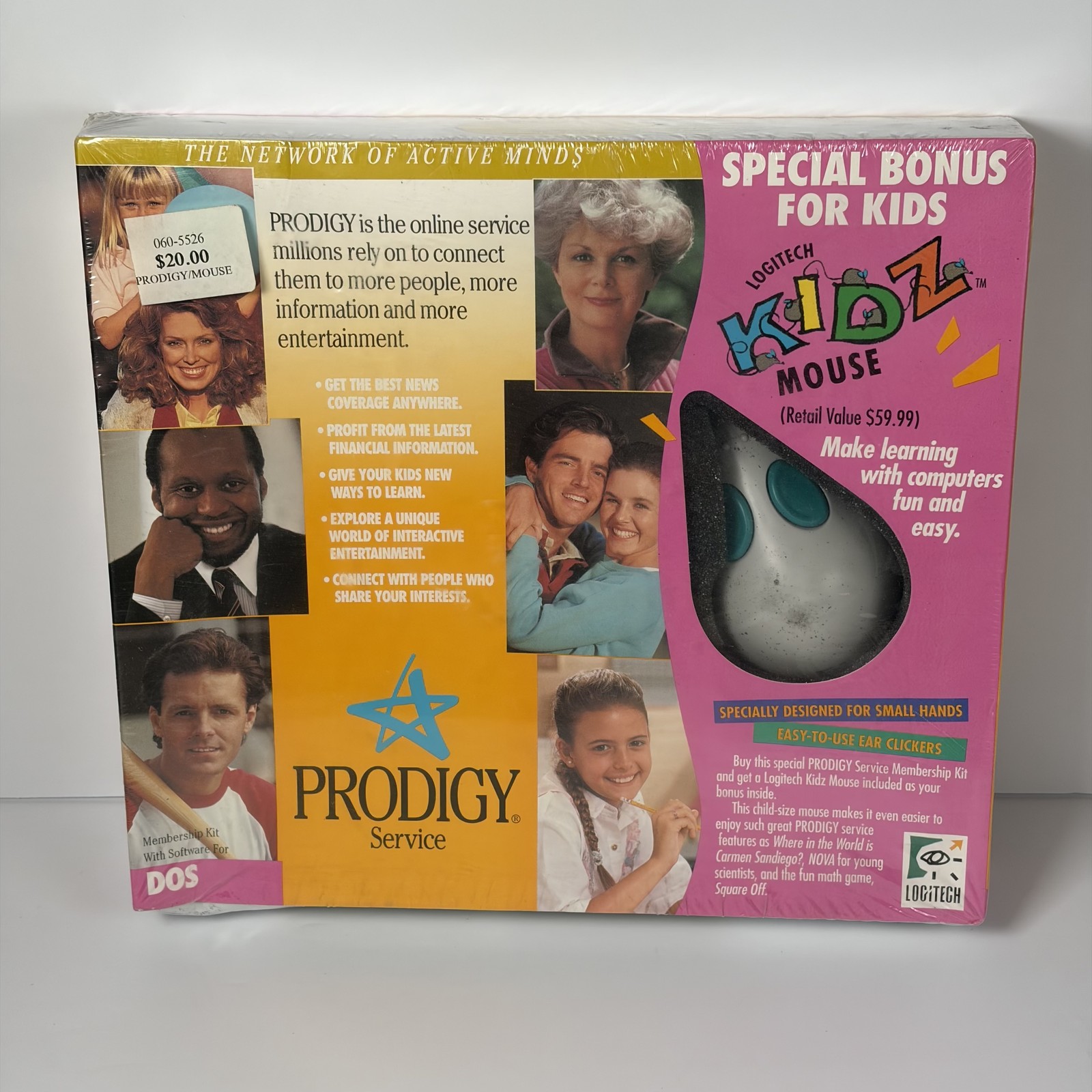 VTG PRODIGY Service Membership Kit w/ LOGITECH Kidz Mouse Shaped Mouse DOS PC