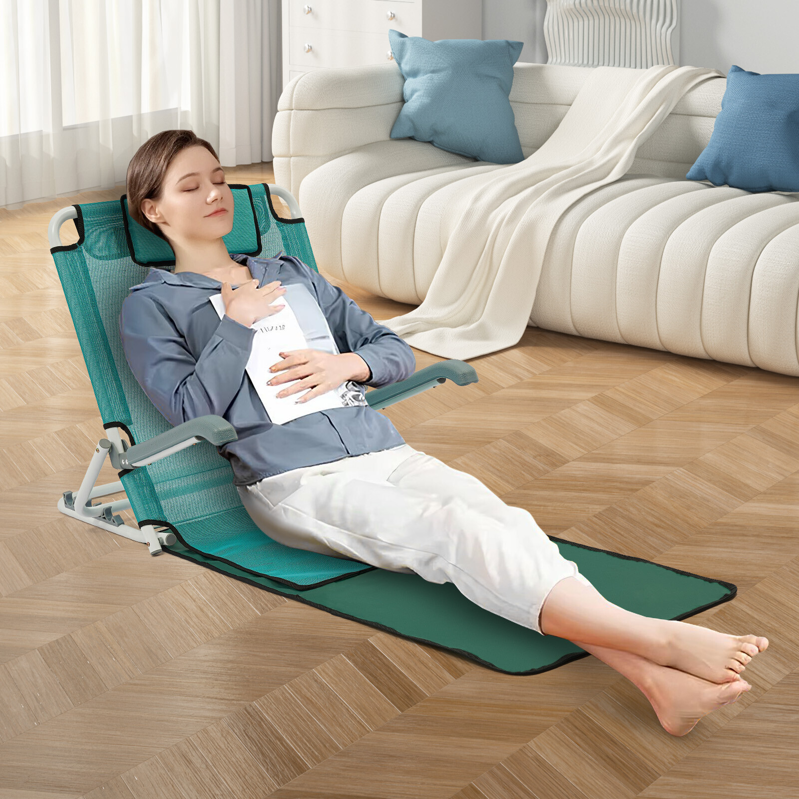 Lake Blue Sit-up Backrest 20°~75° Adjustable Angle Leisure Holder Backrest 90kg