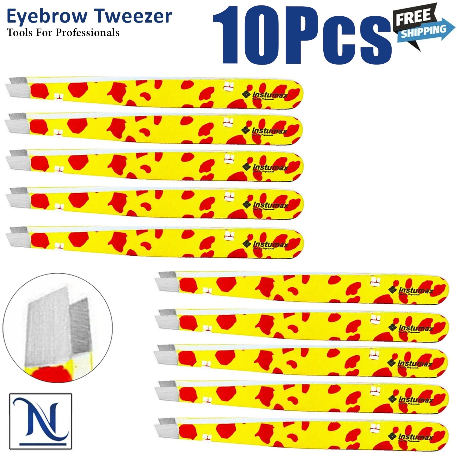 Buy Yellow Tweezers with Red Spots - Stainless Steel Precision Eyebrow & Facial