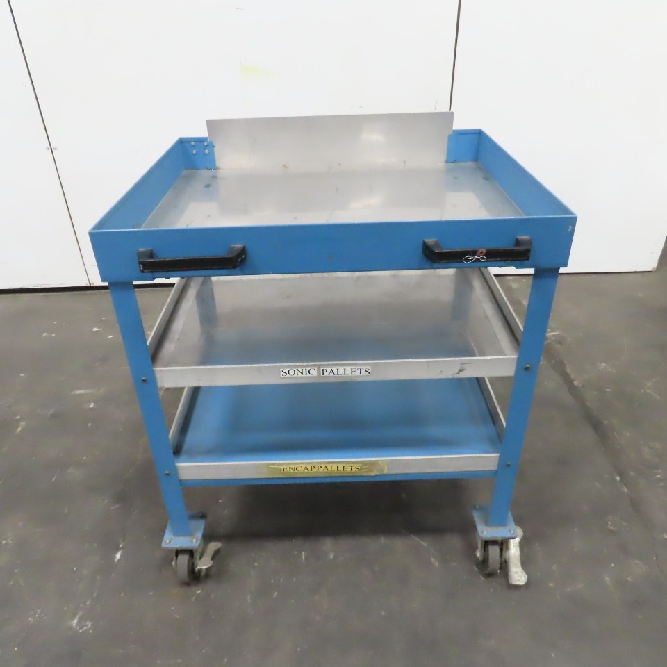 36" x 30" Mobile Work Station Die Maintenance Cart W/ 2 Shelves 40" Tall
