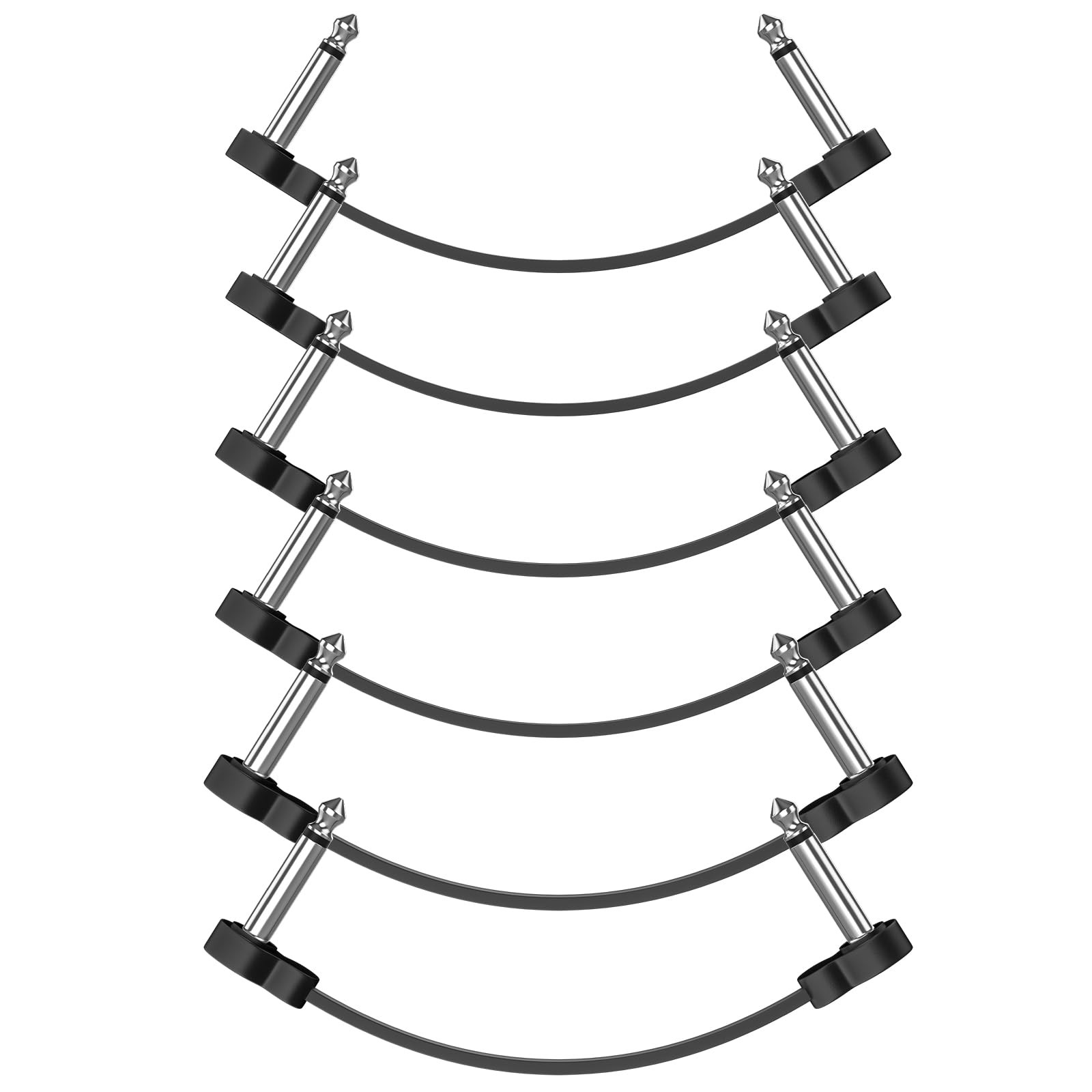 6-Pack 5" Guitar Patch Cables 5in 1/4" TS Right Angle Low-Profile OFC Shielded