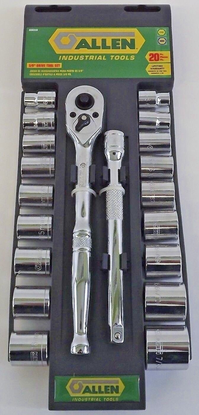 Allen Socket Set, 3/8" Drive, 20-Piece SAE / Metric  66635G