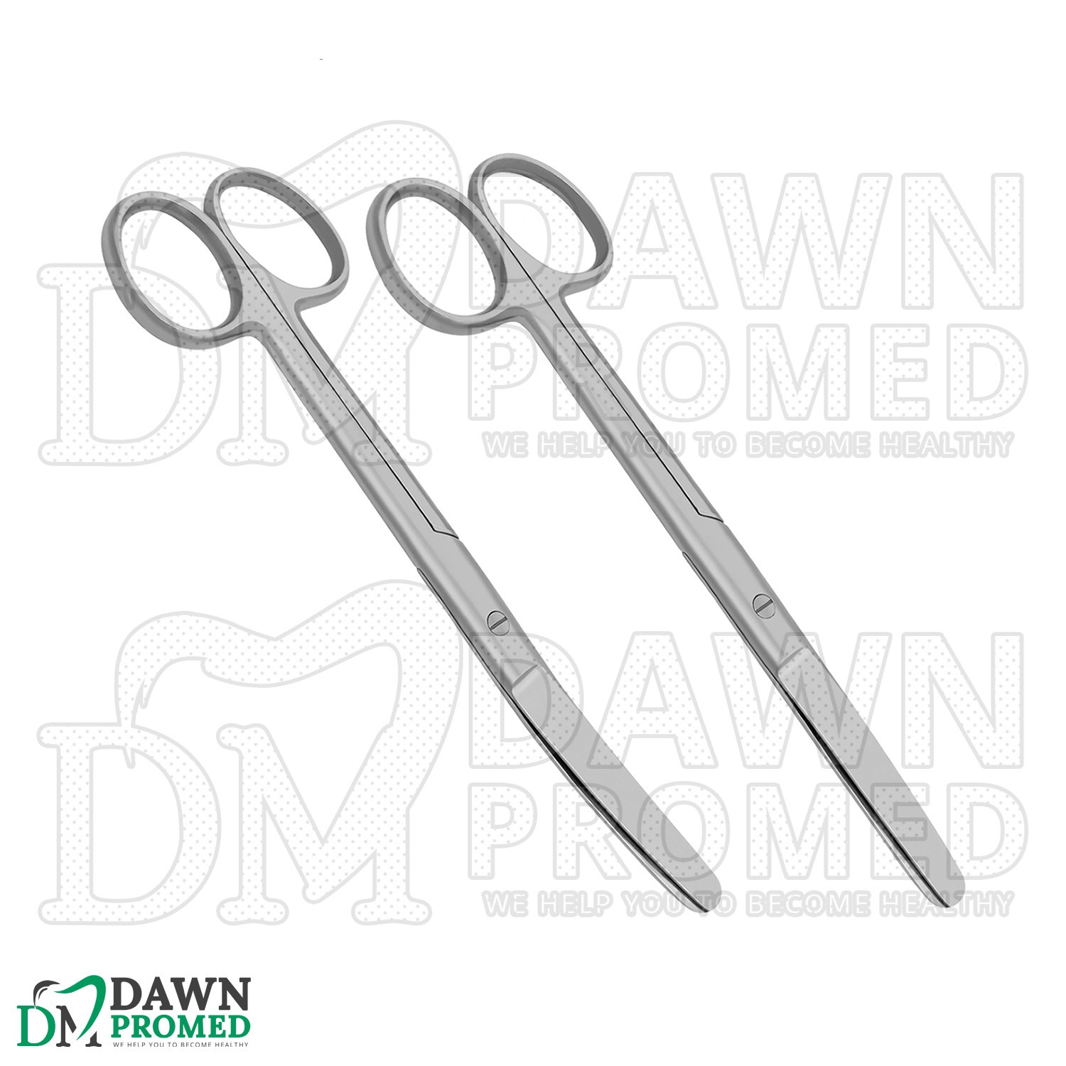 2 Pcs Operating Scissors 4.5" Straight & Curved Blunt Blunt Round Pattern Set