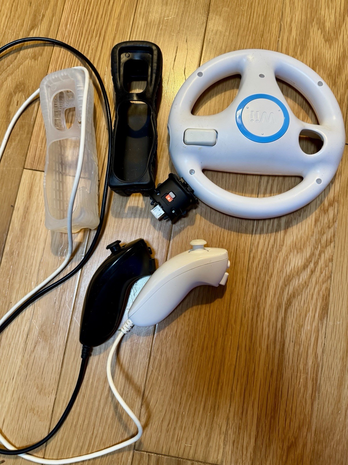 Nintendo Wii Accessory Bundle Steering Wheel Nunchuk Controller Covers