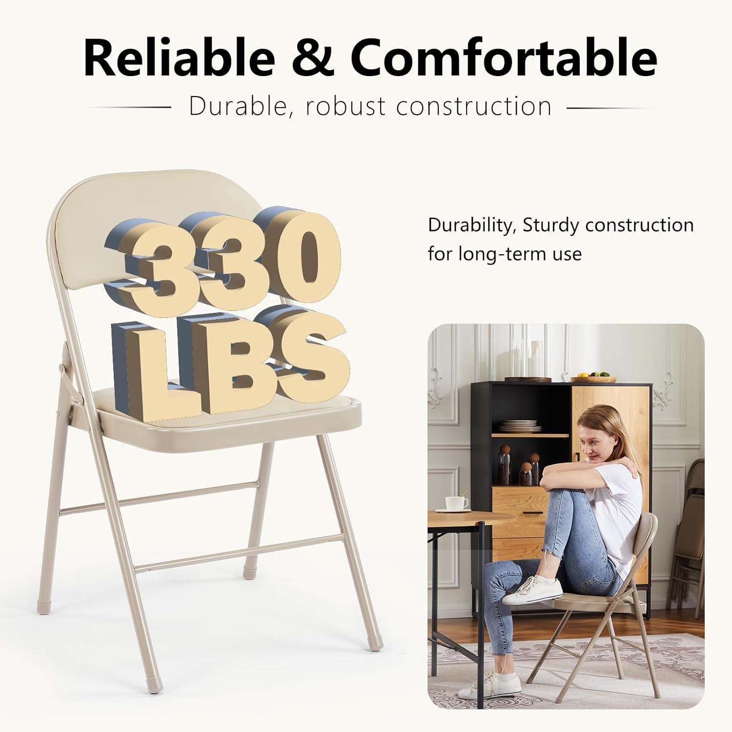 2 Pack Leather Padded Folding Chair Indoor Outdoor Portable Stackable Commercial