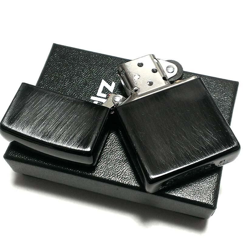 Zippo Lighter Black Used Finish Double Sided Processing Regular case Japan New
