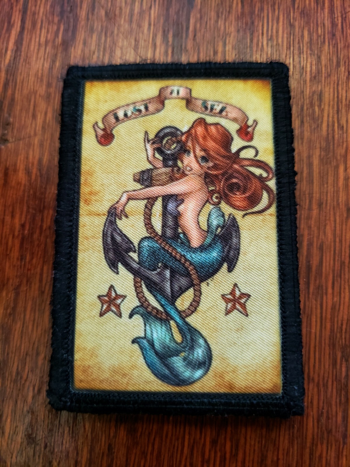Mermaid Lost At Sea Tattoo Morale Patch Military Tactical Army Flag USA Badge