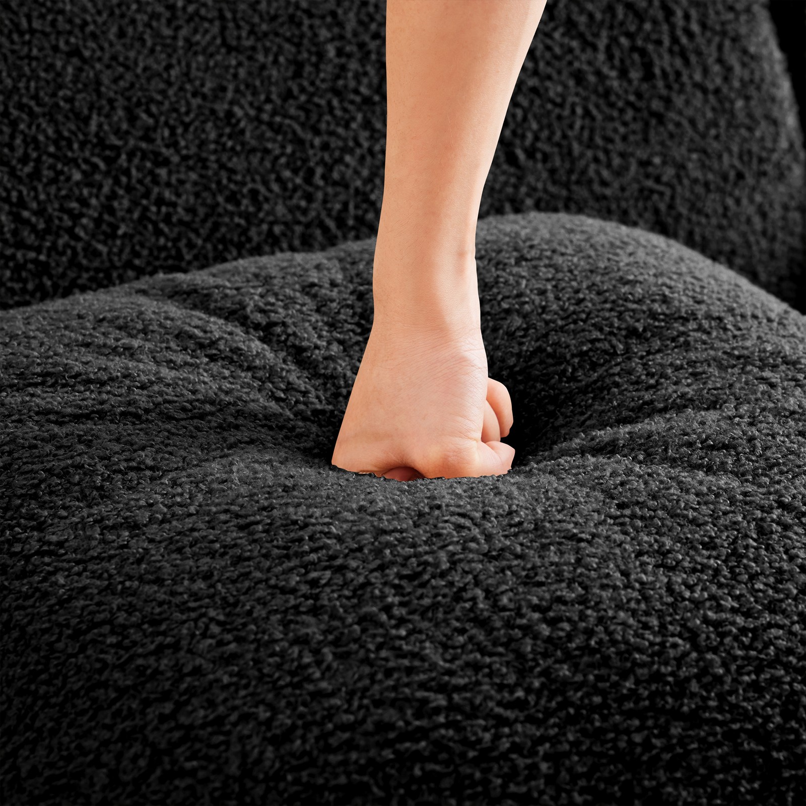 Armless Sofa W/Pillow Teddy Fabric-Black