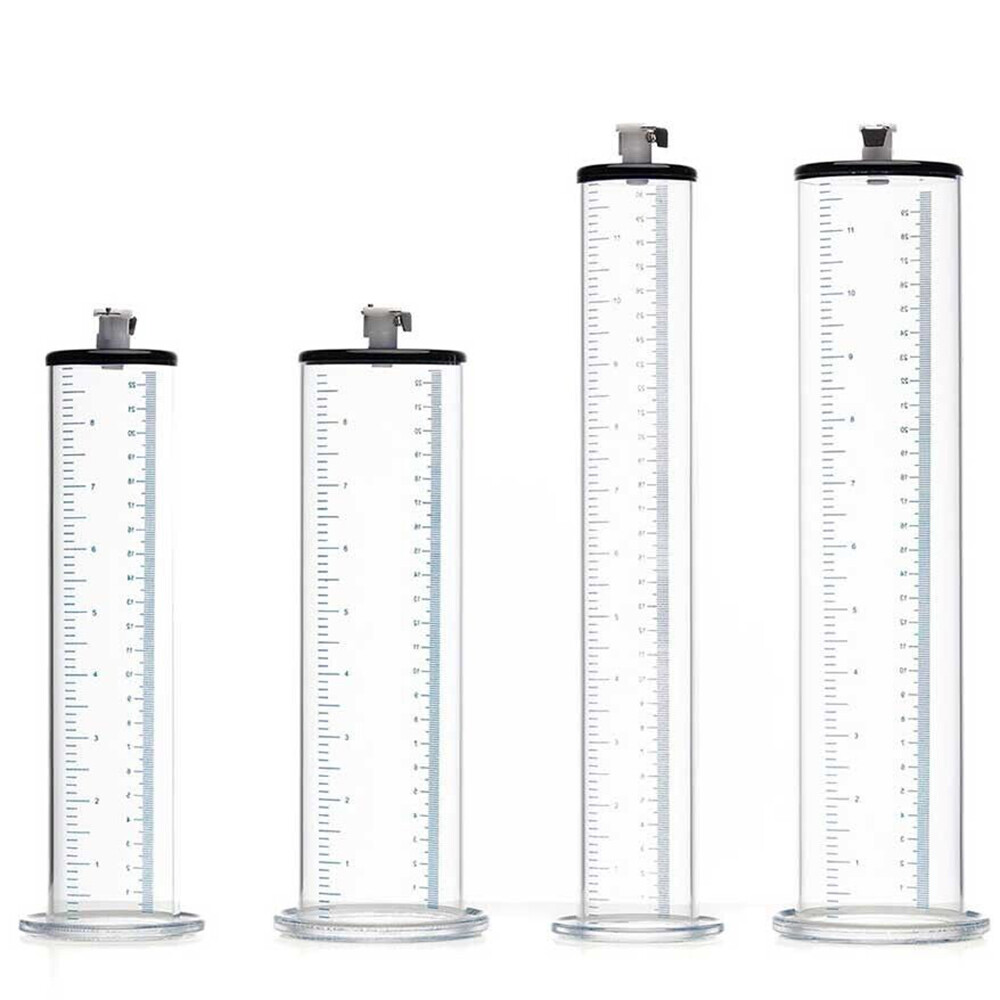 Deluxe-Penis-Enlarger-Pump-Replacement-Acrylic-Cylinder-with-Valve-12" and 9"