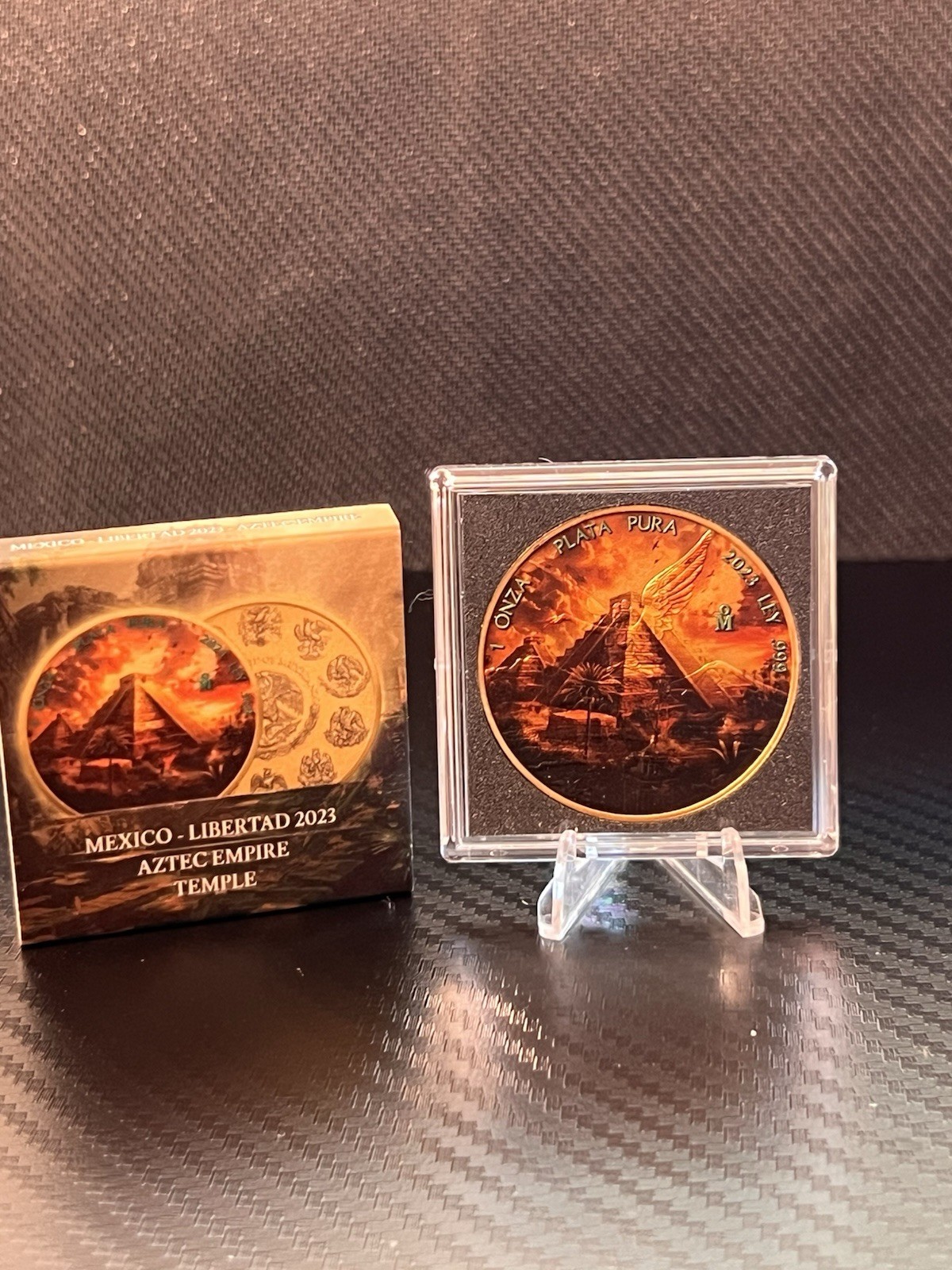 2023 Mexico Libertad 1 oz Silver – Aztec Empire Temple Colorized Edition w/ Box
