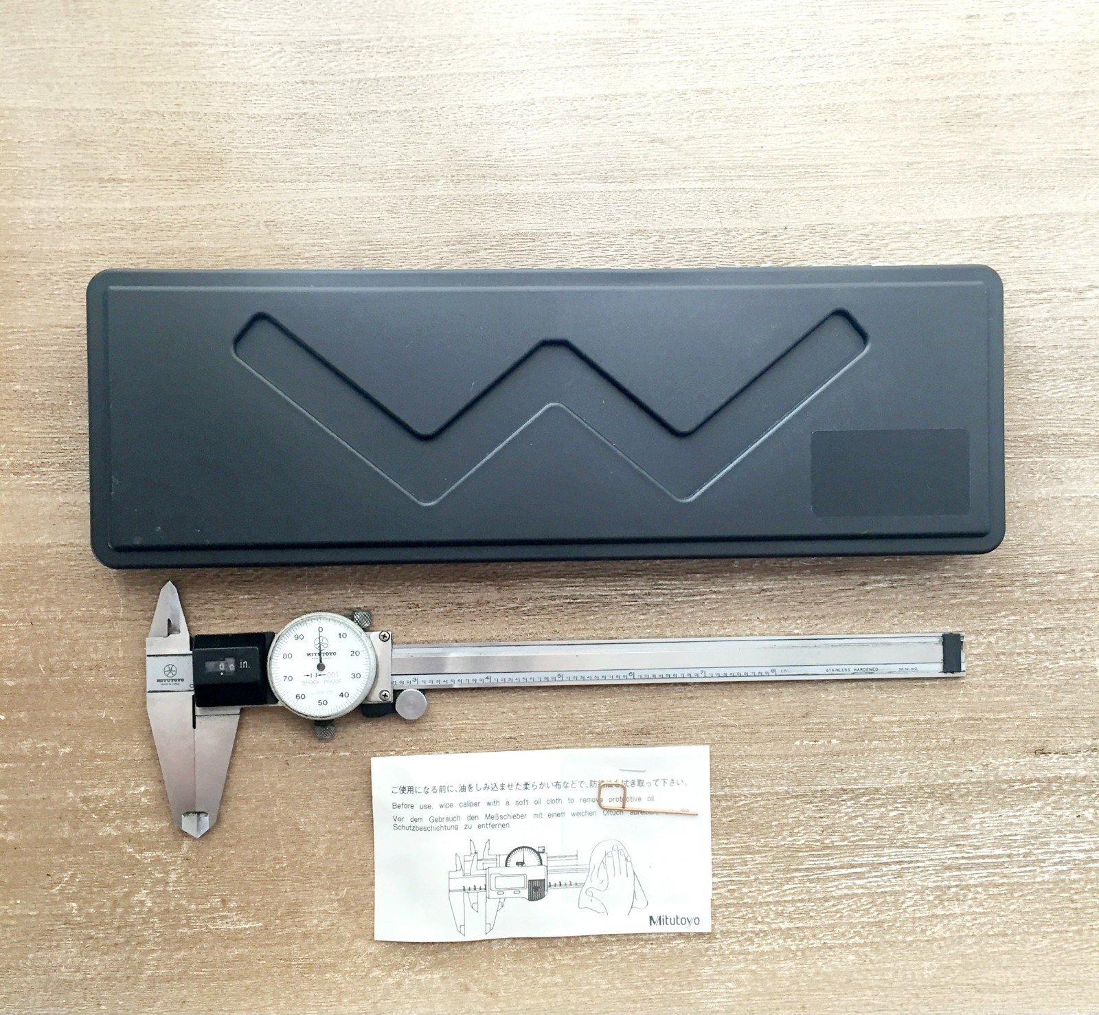 Mitutoyo Dial Caliper 8" Calibrated 505-705 .001" + Case JAPAN -FULLY REFURB