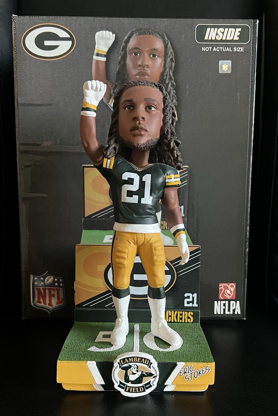 Eric Stokes FOCO Bobblehead Legends Of “The Field” 22/1002 Box Included Packers