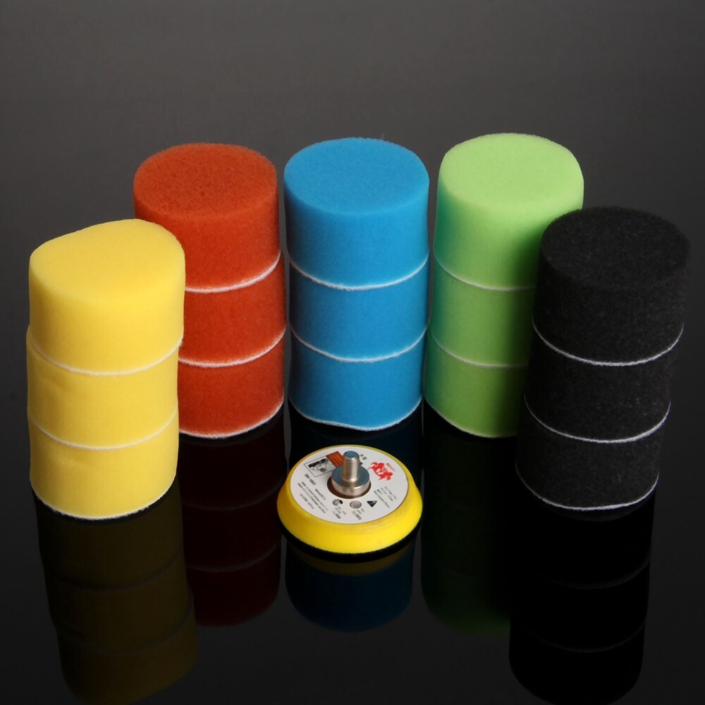 15x 2" Polishing Buffing Buffer Pads Set with 1Pc M6 Air Sander Thread Polisher