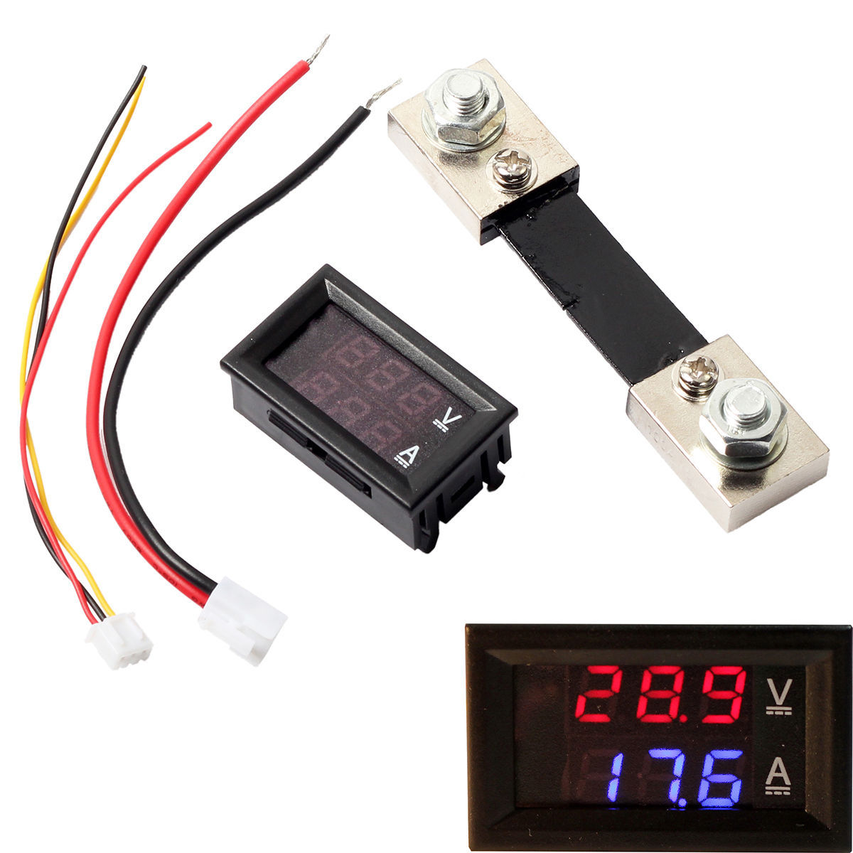 DC 100V 100A LED Digital Voltmeter Ammeter Ampere Voltage Meter Current Shunt
