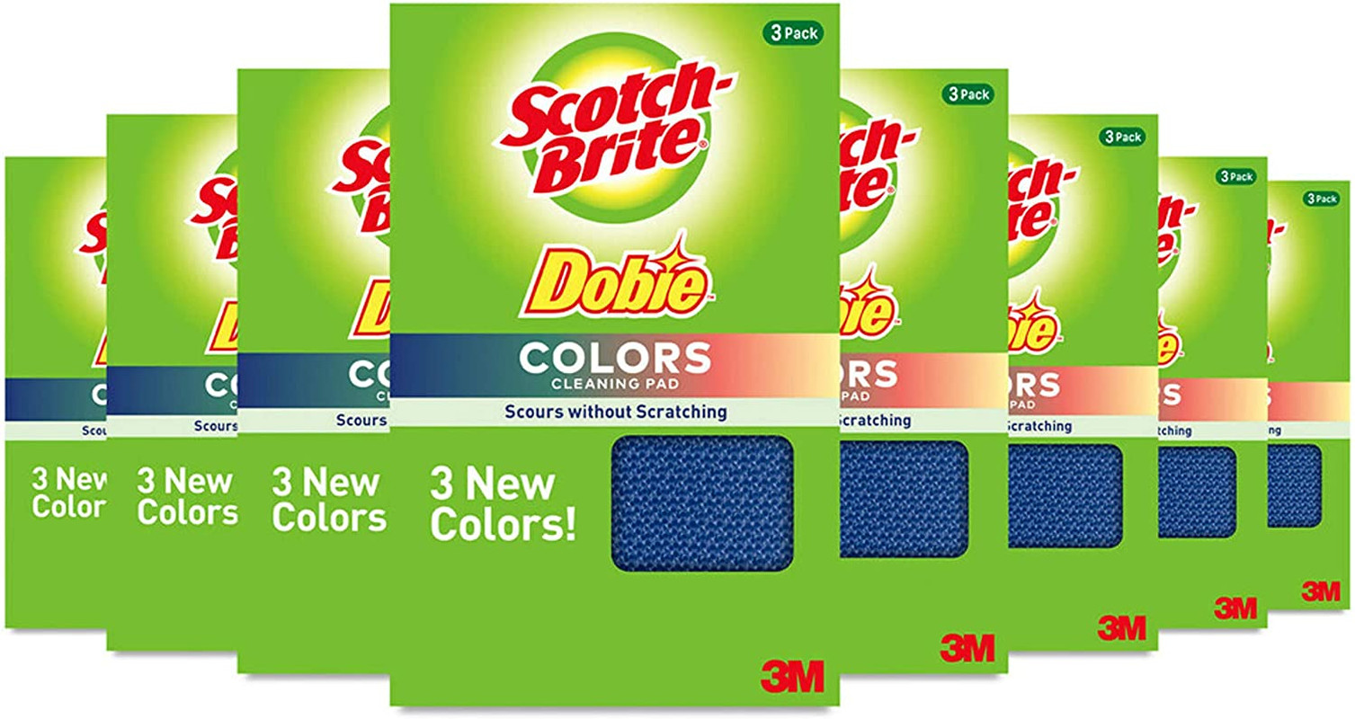 Scotch-Brite Dobie Colors Cleaning Pads, Ideal for Dishwashing, Kitchen, Bath...