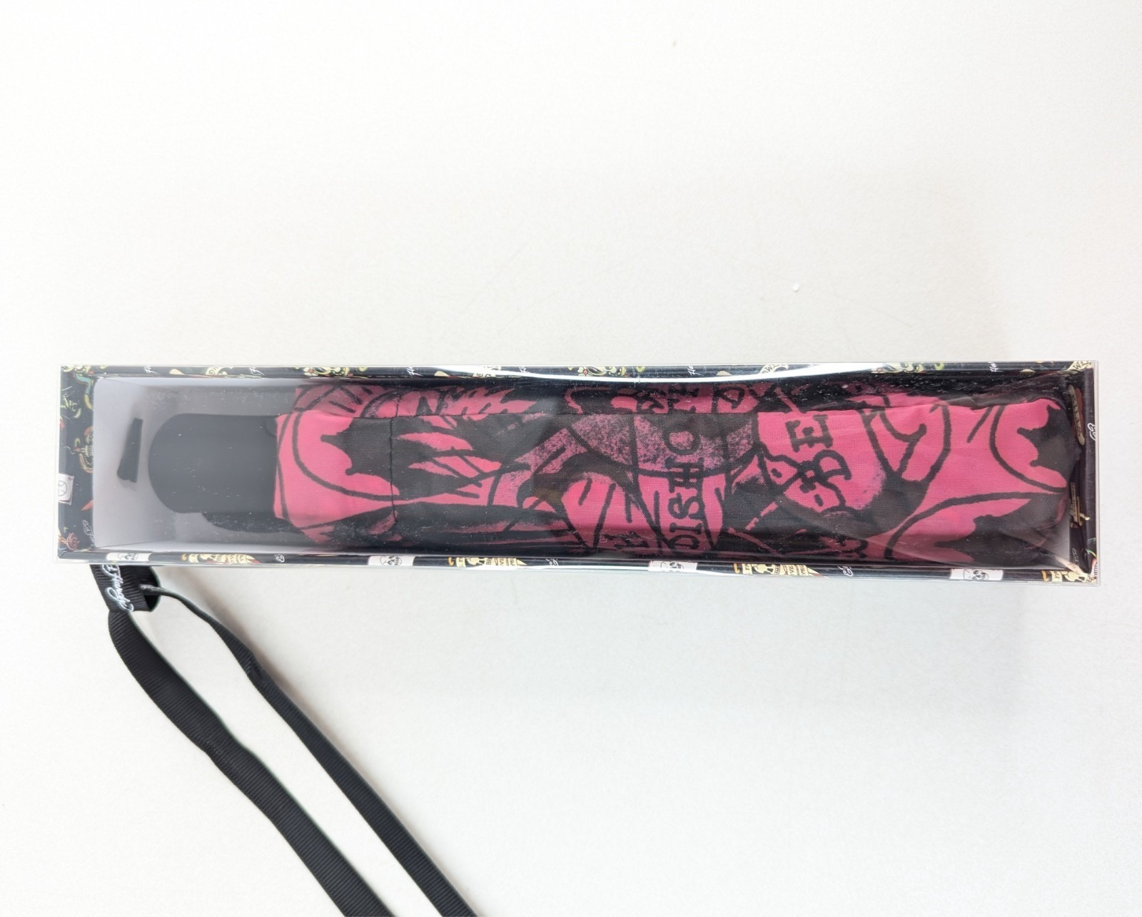 Ed Hardy Compact Umbrella Hot Pink Tattoo Auto Open Close - NWT