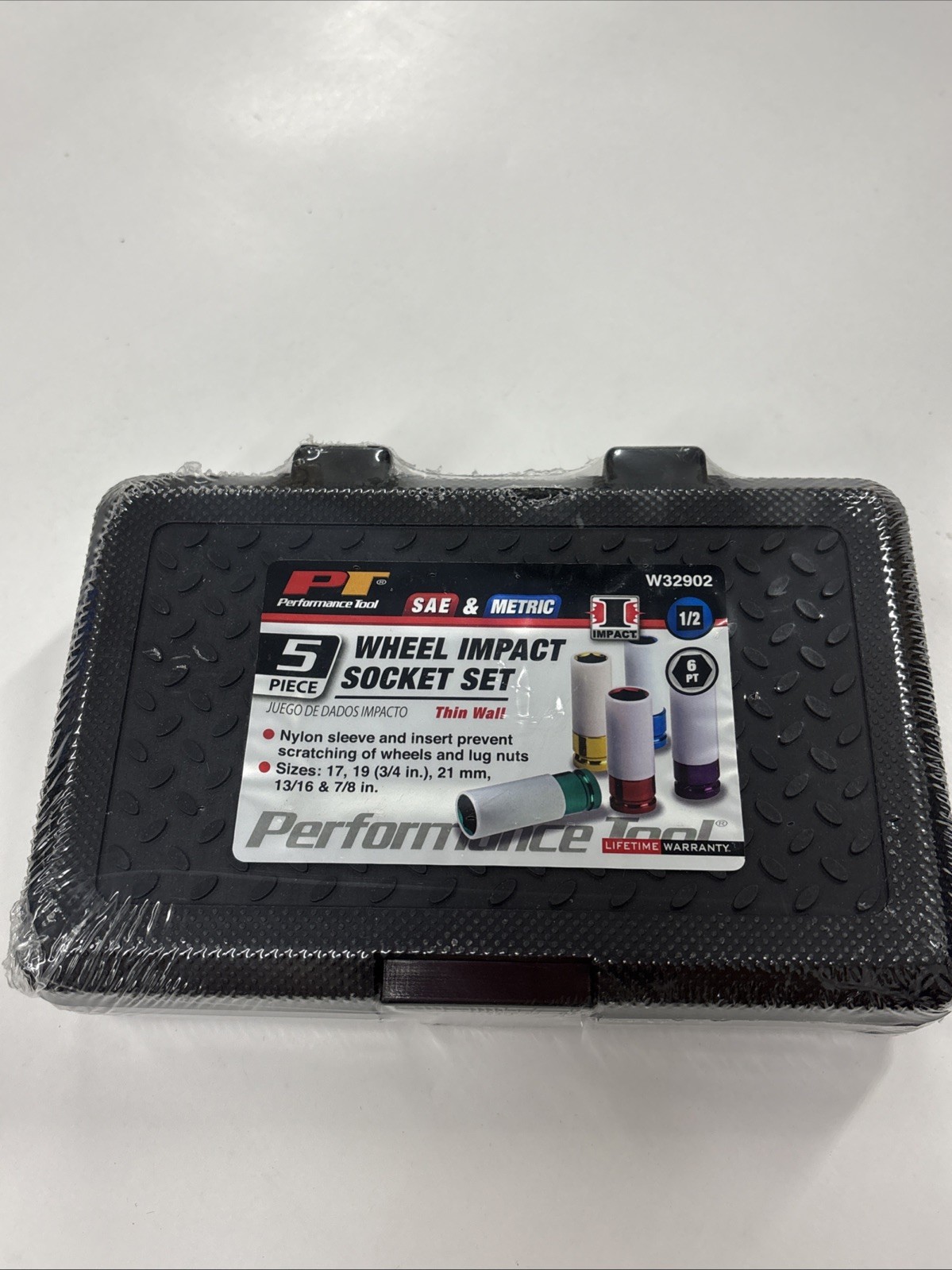 Performance Tool W32902 5 Pc 1/2" Impact Drive Thin Wall Imperial Metric Sockets
