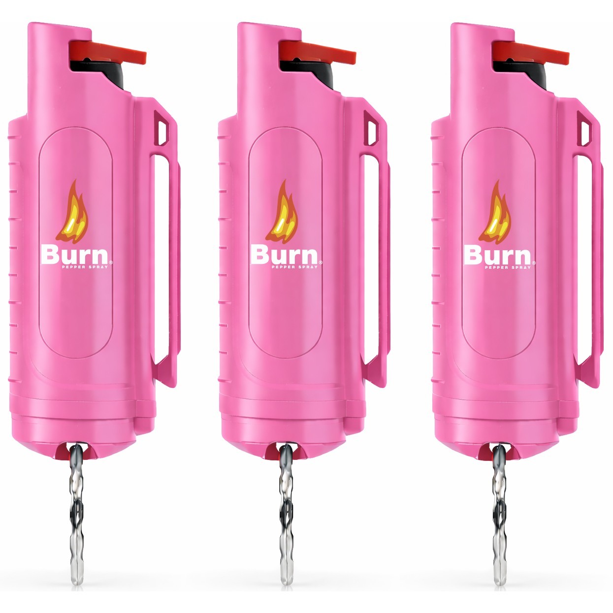 BURN 3-Pack Pepper Spray 1/2 oz Pink – Self Defense Keychain OC w/ Safety Lock